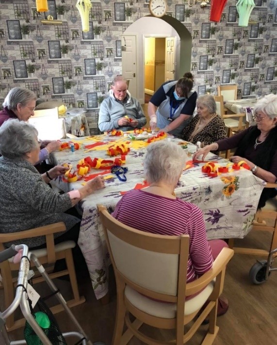Residents doing crafts